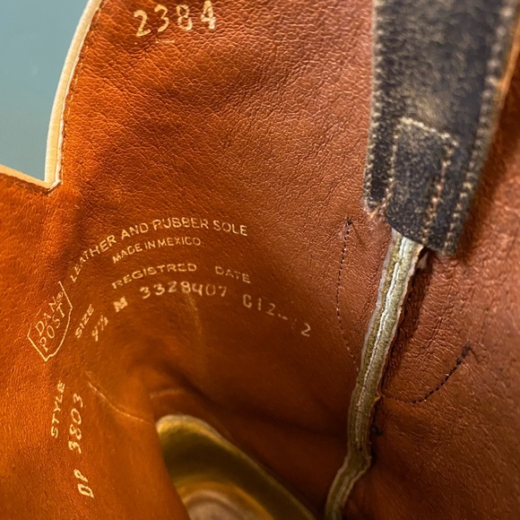 Dan Post Cowboy Boots Distressed Tan and Green Womens sz 9 1/2 - Picture 2 of 6